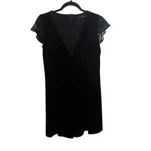 Zara Black Velvet and Lace Short Dress Women's Size L